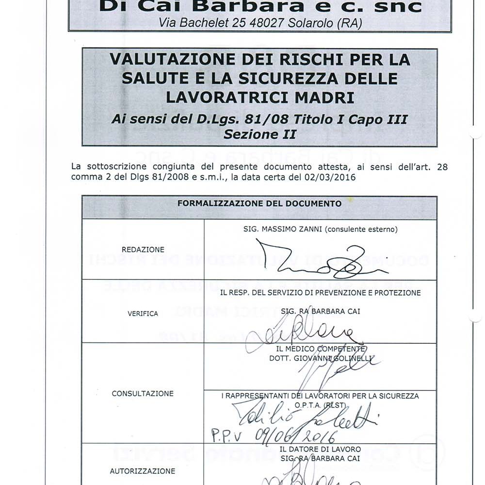 Valutazione rischi lavoratrici madri