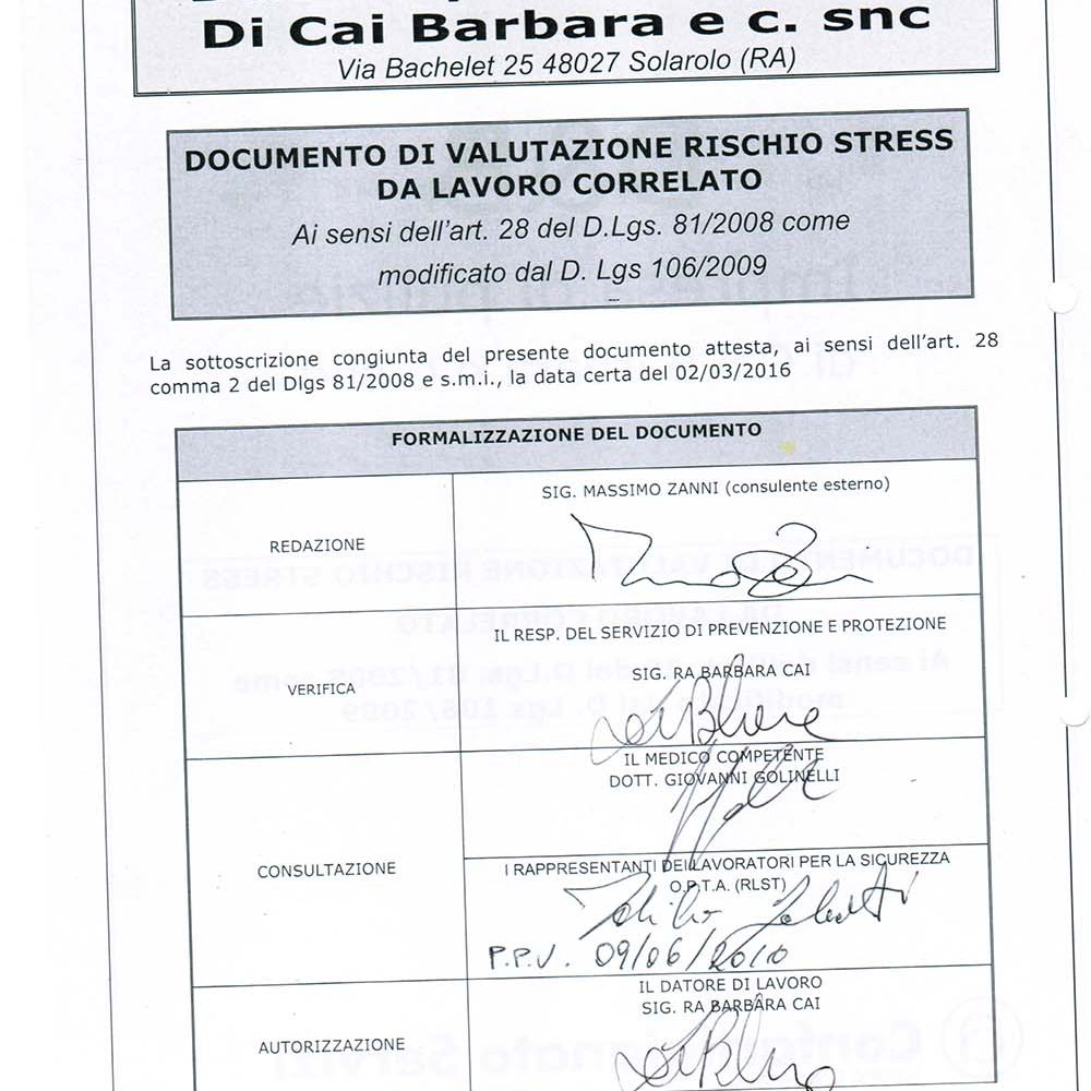 Valutazione rischi stress